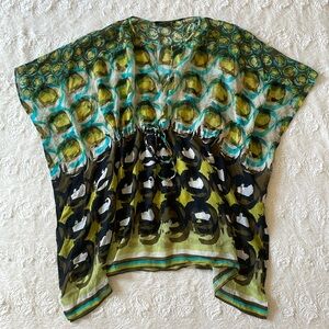 LAFAYETTE 148 NEW YORK Small Green Patterned Swimsuit Coverup GREAT CONDITION